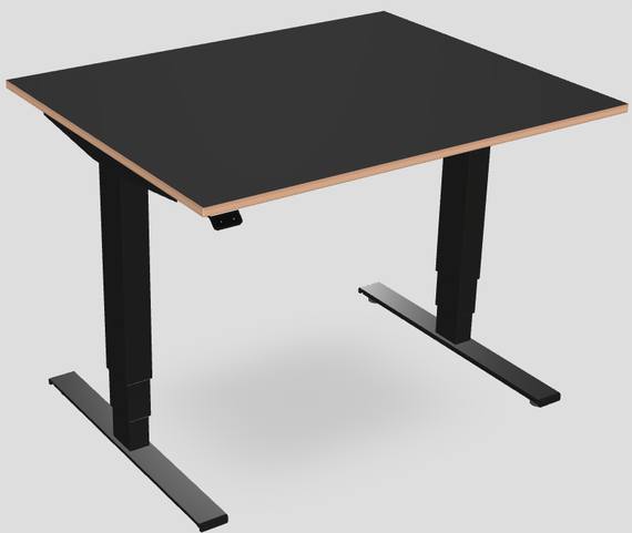 Schreibtisch HPL STRATO Onyx 100 x 80 cm auf Birke Multiplex 18mm