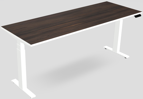 Schreibtisch Holzdekor Räuchereiche 180 x 65 cm mit weisser Tischkante